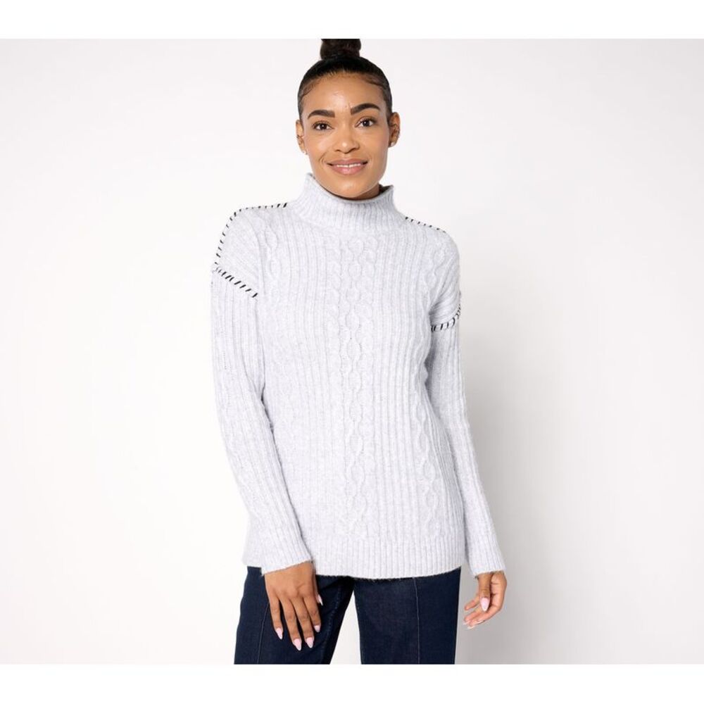 Liberare Women's Top Sweater Sz M Cable Knit Brght Wht A667192